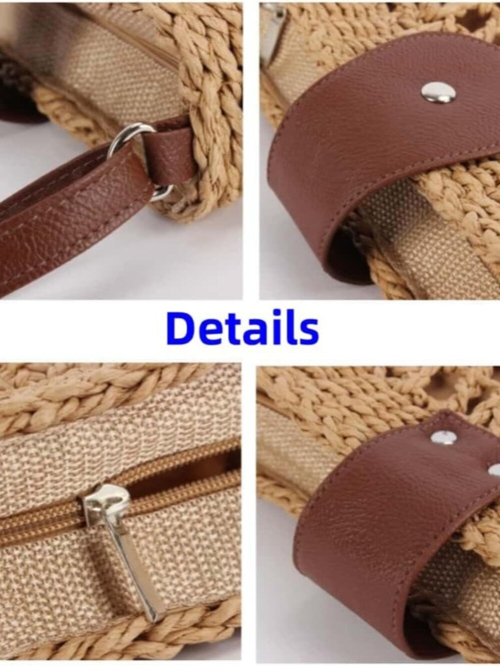 Straw Crossbody Bags for Women Trendy Boho Semicircular Shape Hollow Out Bag Chi - Picture 2 of 7